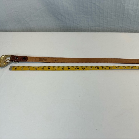 Ceintures Vintage Sz 28 Genuine Lizard Belt Pecan Brown Two Tone Buckle & Keeper